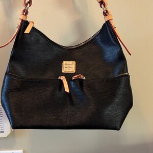 Dooney & Bourke Black and Tan Hobo Bag